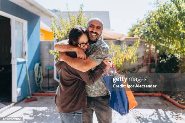 father and daughter hugging - fathers day bildbanksfoton och bilder