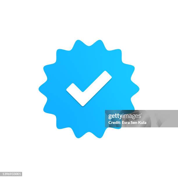 stockillustraties, clipart, cartoons en iconen met vector blue verified badge - onderzoek