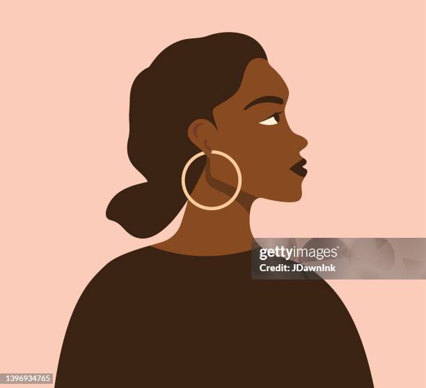 ilustrações, clipart, desenhos animados e ícones de retrato de uma mulher adulta adulta madura com belo rosto e cabelo. vista do perfil lateral. isolado em fundo pastel - african american culture