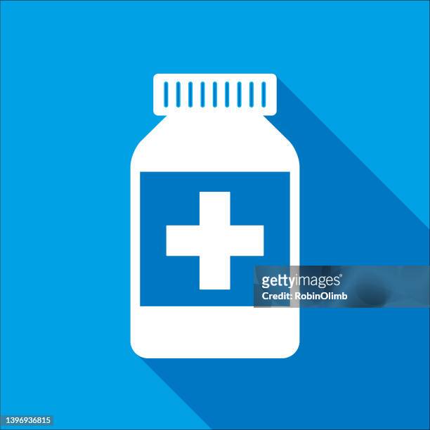 stockillustraties, clipart, cartoons en iconen met blue medicine bottle icon - rx