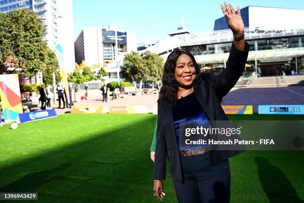 Secretary General Fatma Samoura arrives for the FIFA Women's World Cup Australia & New Zealand 2023 venue and date draw announcement at Aotea Square...