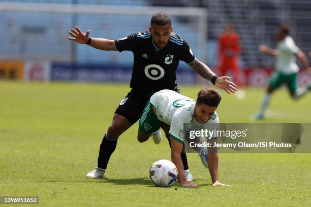 Taylor of Minnesota United FC defends the ball during a game between Colorado Rapids and Minnesota United FC at Allianz Field on May 12, 2022 in St...