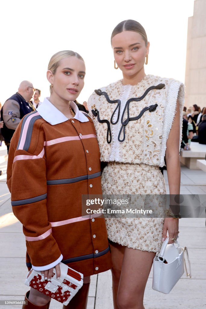 Emma Roberts and Miranda Kerr attend the Louis Vuitton's 2023 Cruise