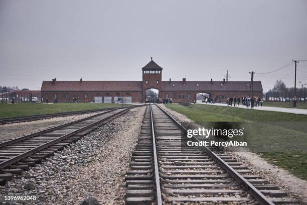 auschwitz-birkenau nazi concentration camp - holocaust stock pictures, royalty-free photos & images