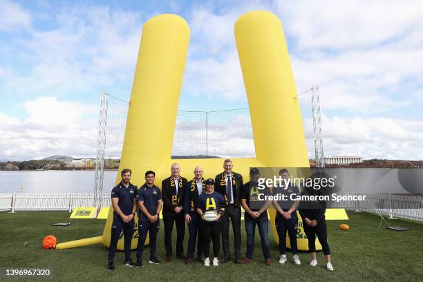 Former Wallabies captain Stirling Mortlock, Former Wallabies captain Stephen Moore, Louise Burrows of the Wallaroos, RUPA CEO and Classic Wallaby...