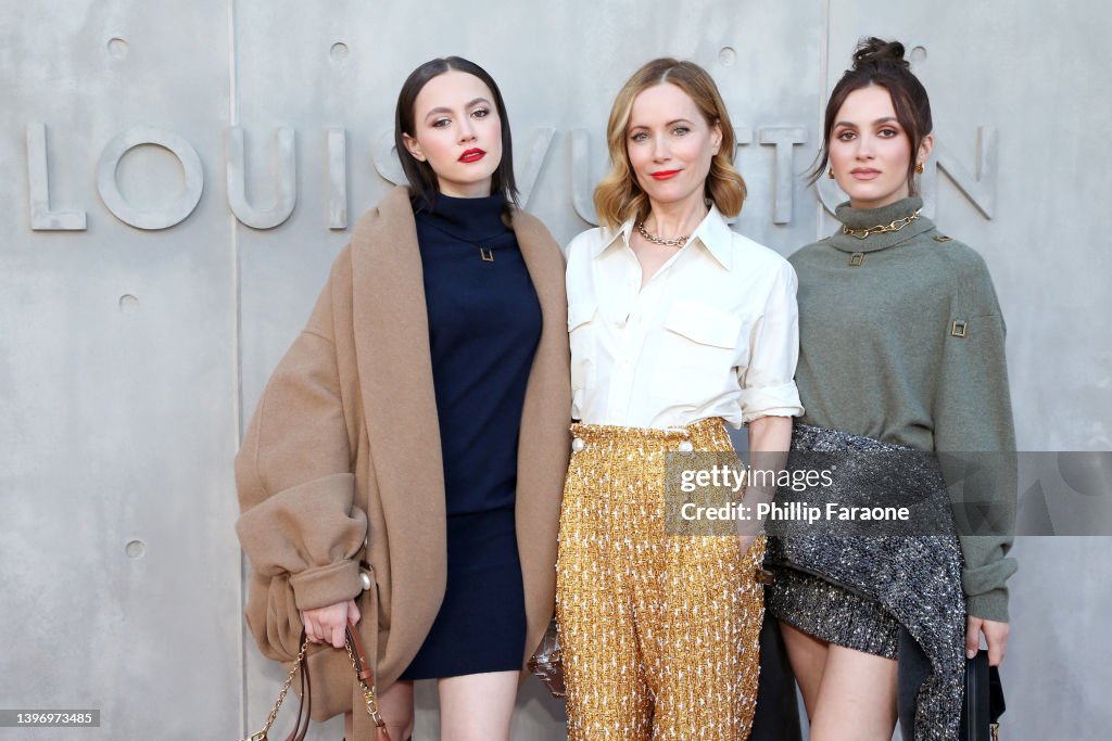 Iris Apatow, Leslie Mann, and Maude Apatow attend the Louis Vuitton's