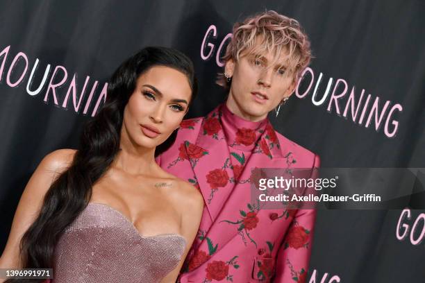 Megan Fox and Machine Gun Kelly attend the World Premiere of "Good Mourning" at The London West Hollywood at Beverly Hills on May 12, 2022 in West...