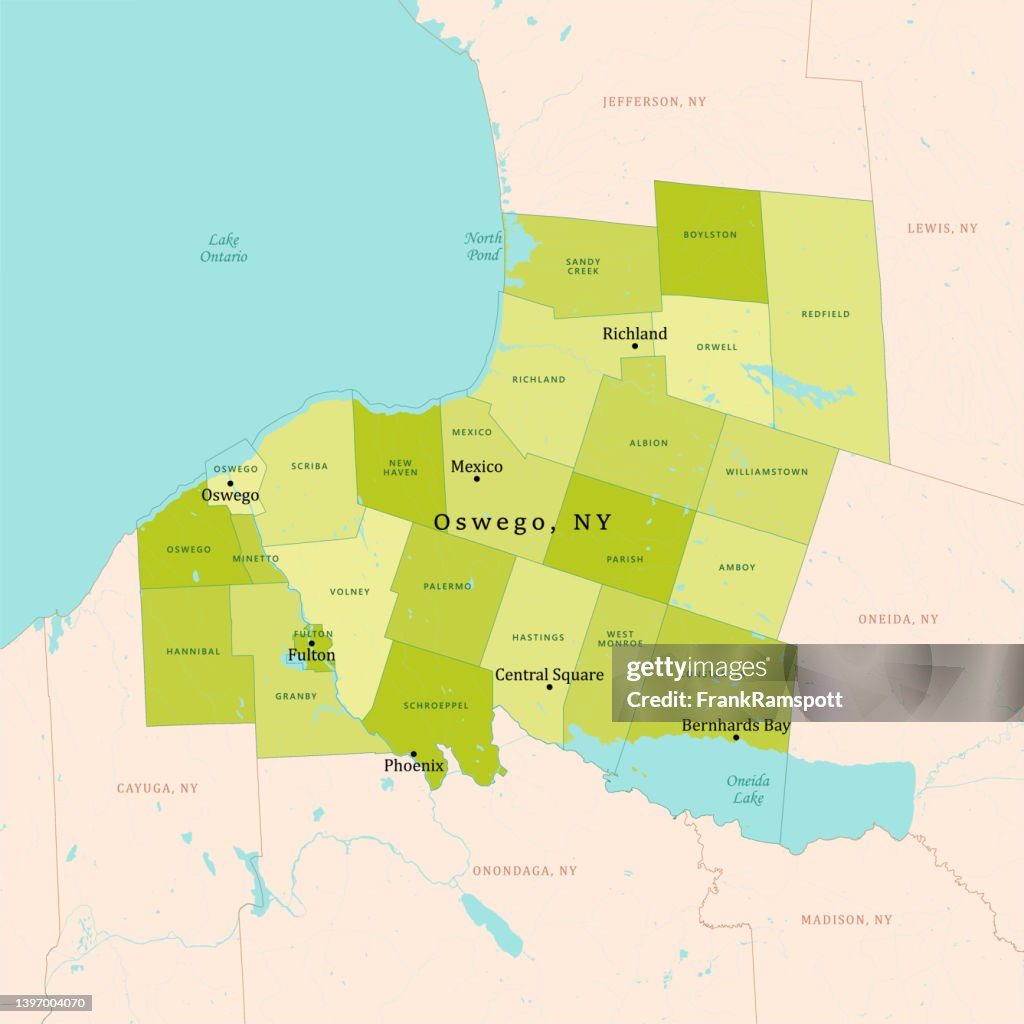 NY Oswego Vektorkarte Grün