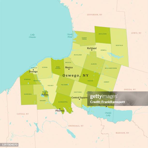 ny oswego vector map green - lake ontario stock illustrations