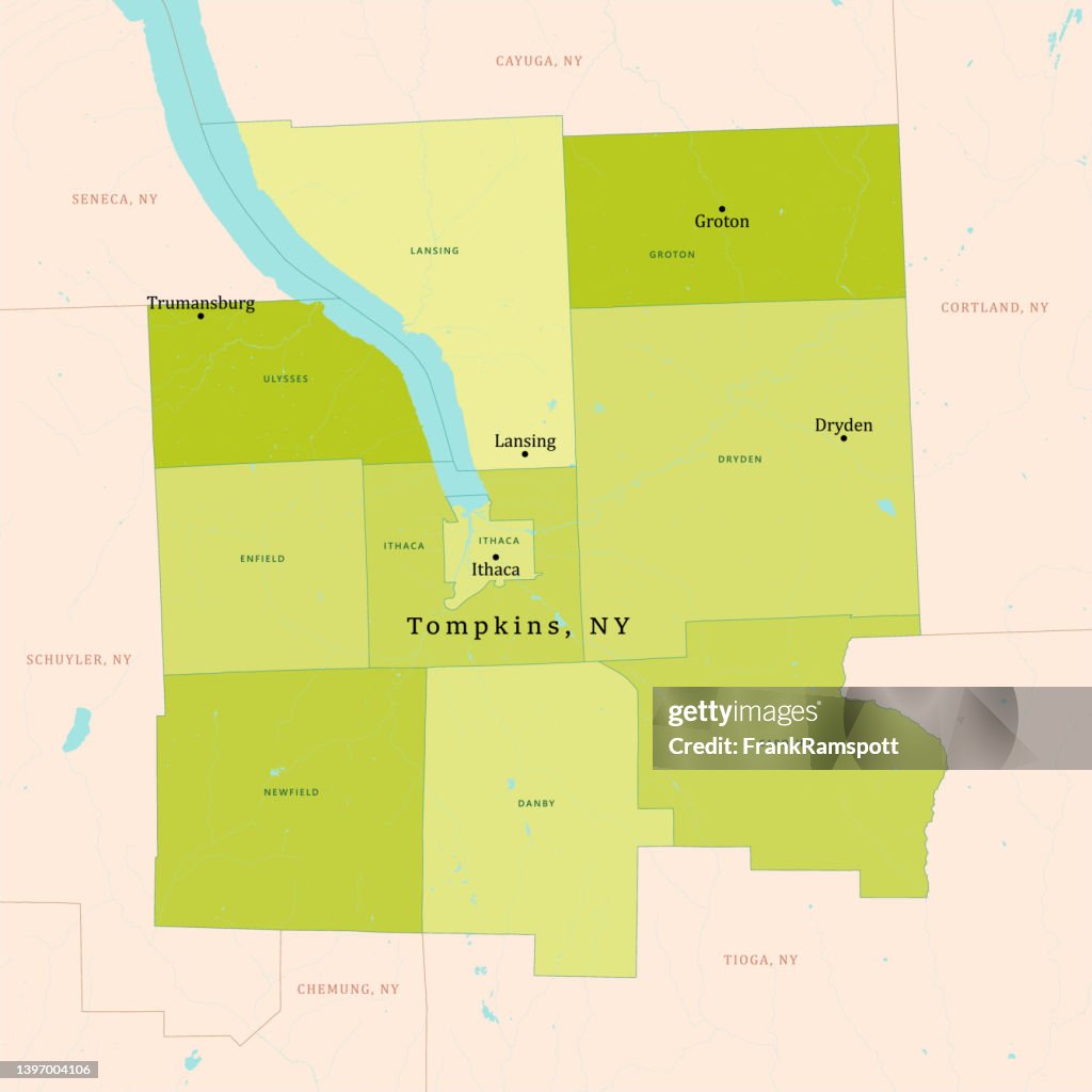 NY Tompkins Vector Map Green
