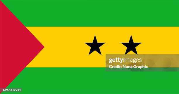 stockillustraties, clipart, cartoons en iconen met sao tome flag - atlantische eilanden