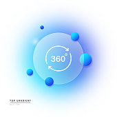 Arrows line icon. Circular arrows. 360 degree. A virtual reality. 3d object. Recycling. Glassmorphism style. Vector line icon for Business and Advertising