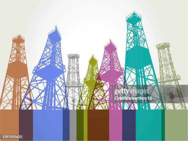 oil industry - drilling rig stock illustrations
