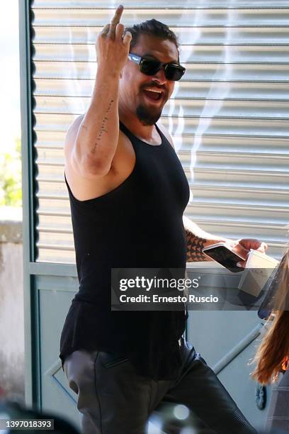 Jason Momoa is seen during the Fast and Furious 10 shooting on May 13, 2022 in Rome, Italy.