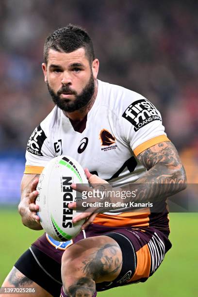 Adam Reynolds of the Broncos runs with the ball during the round 10 NRL match between the Manly Sea Eagles and the Brisbane Broncos at Suncorp...