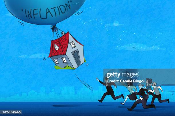 bildbanksillustrationer, clip art samt tecknat material och ikoner med rising house prices - housing difficulties