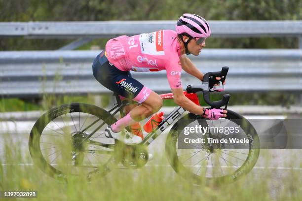 Juan Pedro López of Spain and Team Trek - Segafredo pink leader jersey competes during the 105th Giro d'Italia 2022, Stage 7 a 196km stage from...