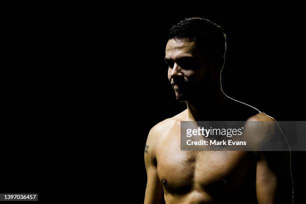 Jack Rodwell of the Wanderers walks off after their defeat during the Australia Cup Playoff match between the Western Sydney Wanderers and the...
