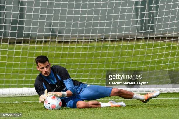 Goalkeeper Karl Darlow during the Newcastle United Training Session at the Newcastle United Training Centre on May 12, 2022 in Newcastle upon Tyne,...