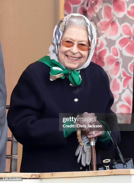 Queen Elizabeth II attends The Royal Windsor Horse Show at Home Park on May 13, 2022 in Windsor, England. The Royal Windsor Horse Show, which is said...