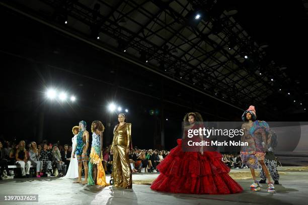 Models walk the runway in designs by Grace Lillian Lee x Bianca Spender, Haus of Dizzy x Nixi Killick, Charlotte Bedford x Romance Was Born, Arrli x...