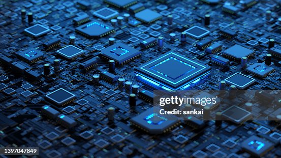 Abstrakte Leiterplatte mit vielen Mikrochips Abstrakte Leiterplatte mit vielen Mikrochips