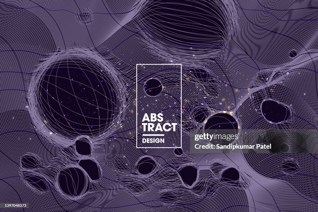 Background with convex forms. Grid surface. 3d dynamic