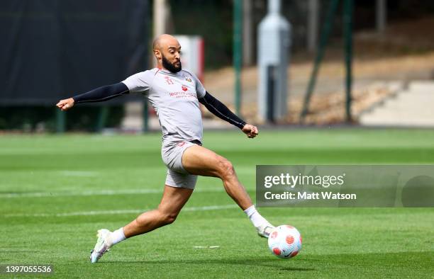 Nathan Redmond during a Southampton FC training session at the Staplewood Campus on May 13, 2022 in Southampton, England.