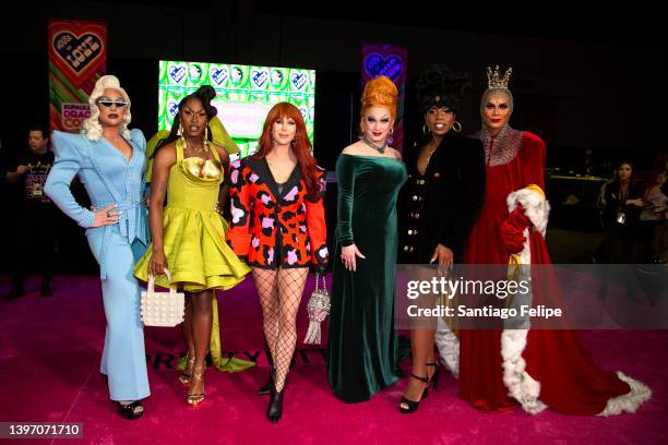 Cast members The Vivienne, Shea Couleé, Trinity The Tuck, Jinkx Monsoon, Monet X Change and Raja of RuPaul's Drag Race All Stars Season 7 attend the...