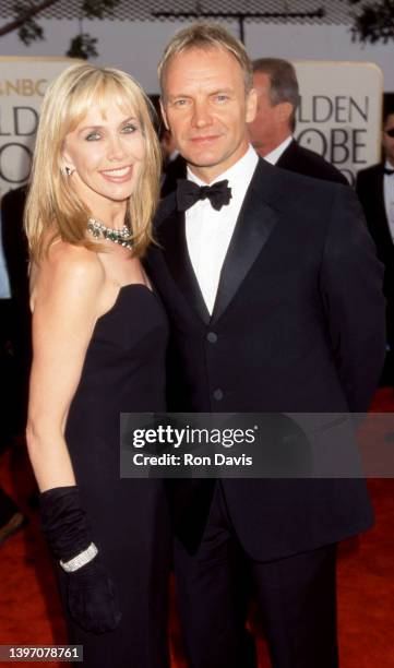 English actress, film producer, and director Trudie Styler and husband English musician, singer, songwriter and actor Sting attend the 58th Annual...