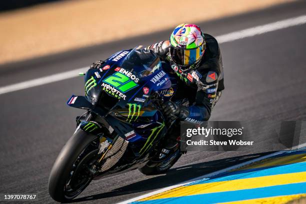 Franco Morbidelli of Italy and Monster Energy Yamaha MotoGP rides during the free practice session of the MotoGP SHARK Grand Prix de France at...