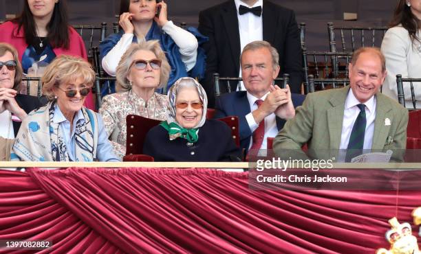 Penelope Knatchbull, Countess Mountbatten of Burma, Queen Elizabeth II and Prince Edward, Earl of Wessex attend The Royal Windsor Horse Show at Home...