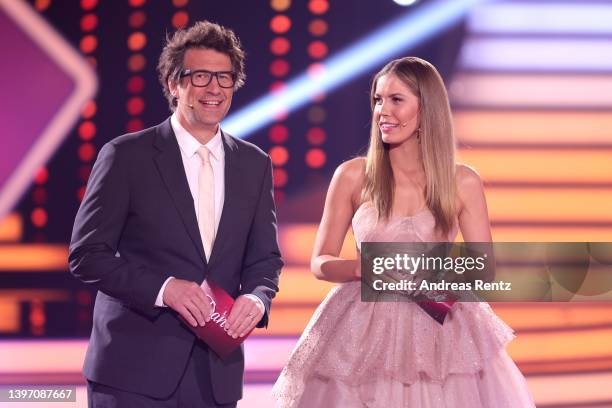 Victoria Swarovski and Daniel Hartwich are seen on stage during the 11th show of the 15th season of the television competition show "Let's Dance" at...