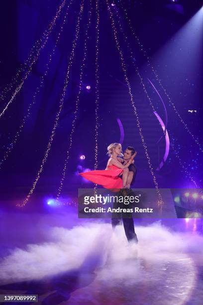 Janin Ullmann and Zsolt Sándor Cseke perform on stage during the 11th show of the 15th season of the television competition show "Let's Dance" at MMC...