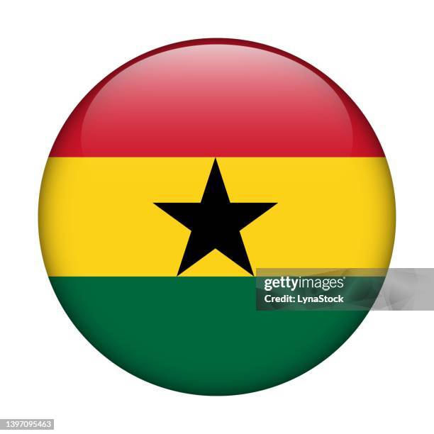 ilustrações, clipart, desenhos animados e ícones de bandeira nacional de gana. ícone vetorial. botão de vidro para web, app, ui. faixa brilhante. - ghana independence