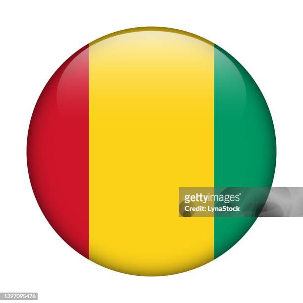 guinea nationalflagge. vektorsymbol. glastaste für web, app, ui. glänzendes banner. - guinea stock-grafiken, -clipart, -cartoons und -symbole