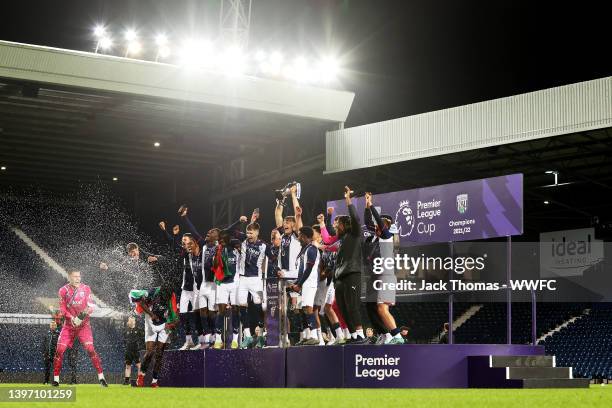 West Bromwich Albion celebrate with the trophy following victory in the Premier League Cup Final between West Bromwich Albion U23 v Wolverhampton...