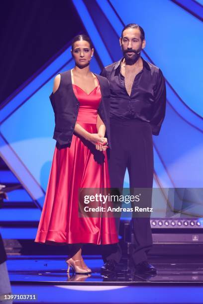 Amira Pocher and Massimo Sinató are seen on stage during the 11th show of the 15th season of the television competition show "Let's Dance" at MMC...
