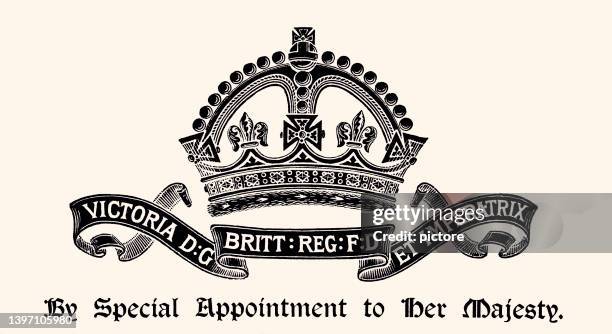 victoria crown : design element (xxxl with lots of details) - 19th century style stock illustrations