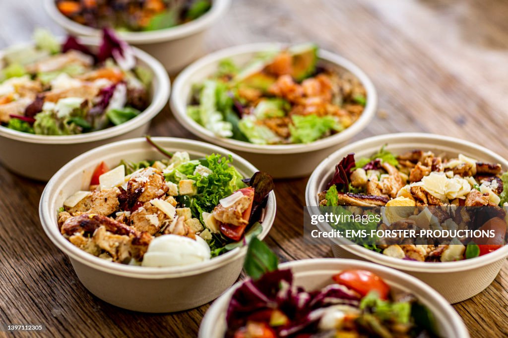 Takeaway food ready to eat on a table