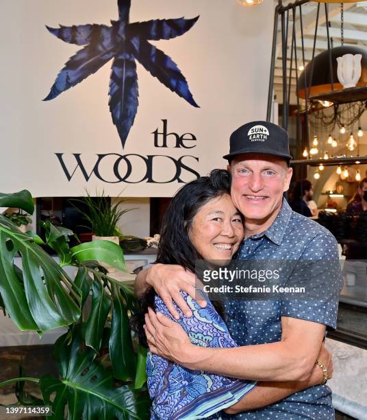 Laura Harrelson and Woody Harrelson attend 'The Woods' Opening Day on May 13, 2022 in West Hollywood, California.
