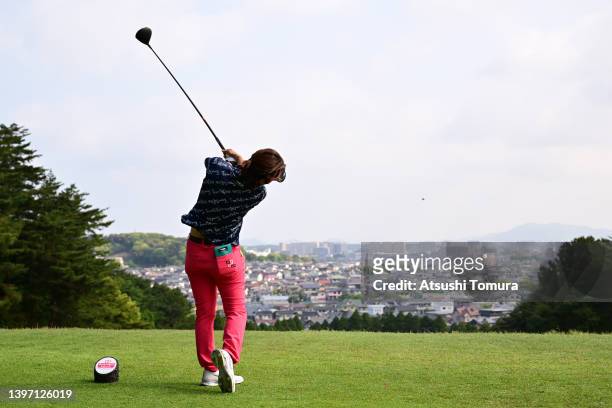 Lala Anai of Japan hits her tee shot on the 3rd hole during the second round of the Hoken no Madoguchi Ladies at Fukuoka Country Club Wajiro Course...