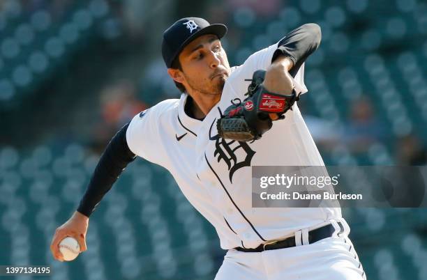 Alex Faedo of the Detroit Tigers pitches against the Oakland Athletics during Game Two of a doubleheader at Comerica Park on May 10 in Detroit,...