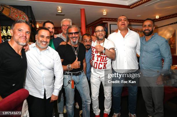 Laurent Robert, Ghani Yalouz, Serge Ichai, Abda, David Donadei, Akim Tafer, Djamel Lifa and guests attend David Donadei Birthday at Chez Abda...