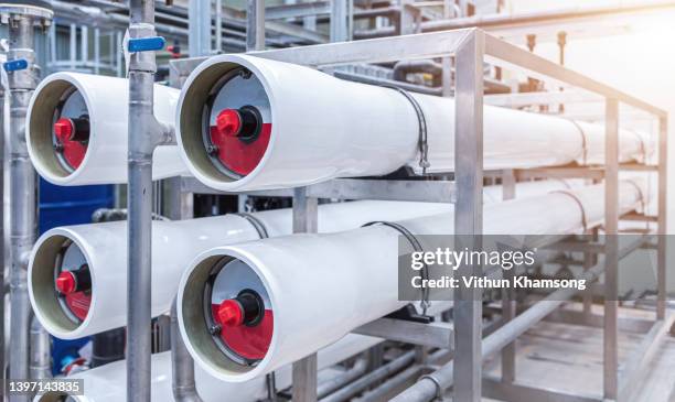 reverse osmosis system for power plant.ro system for industry, equipment which popular to install with pipe at industrial such chemical, power plant, oil and gas. - filtración fotografías e imágenes de stock