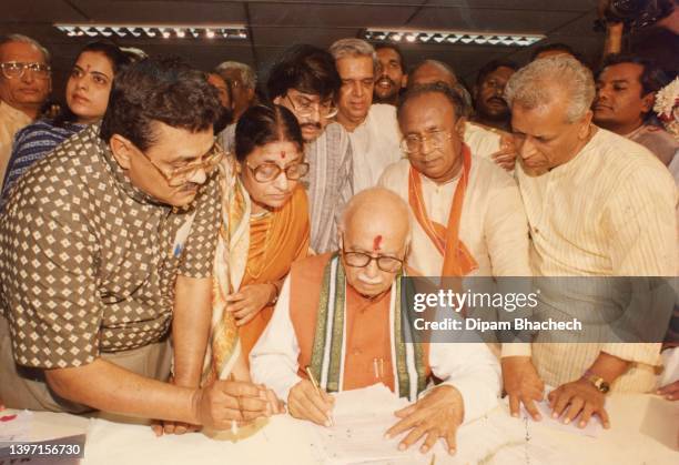 Lal Krishna Advani filing Nomination from Gandhinagar Constituency in Ahmedabad Gujarat India on 4th April 1998.