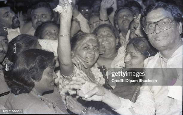 Anandiben Patel state elected as Rajya Sabha MP at Gandhinagar Gujarat India on 4th March 1994.