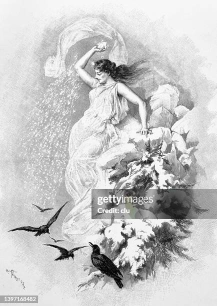 the winter, scantily dressed woman throws a snowball - throwing snowball stock illustrations