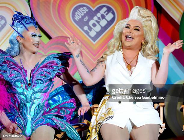 Blu Hydrangea and Baga Chipz attend RuPaul's DragCon at Los Angeles Convention Center on May 13, 2022 in Los Angeles, California.
