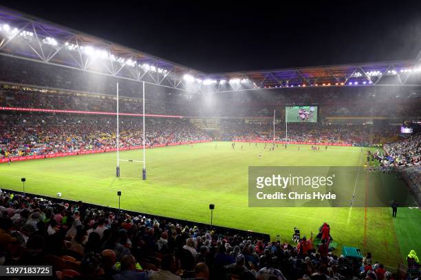 General view is seen during the round 10 NRL match between the Melbourne Storm and the Penrith Panthers at Suncorp Stadium, on May 14 in Brisbane,...